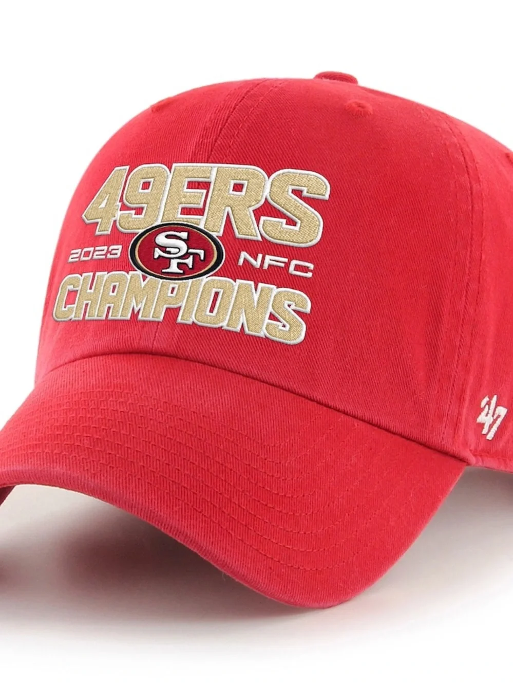 Men's '47 Scarlet San Francisco 49ers 2023 NFC Champions Clean Up Adjustable Hat